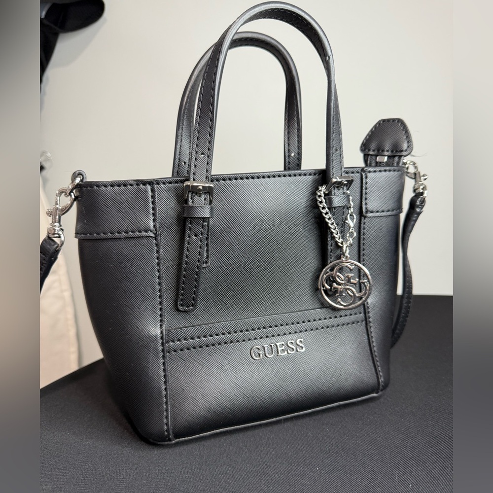 Guess Black Mini Bag with Silver Charm